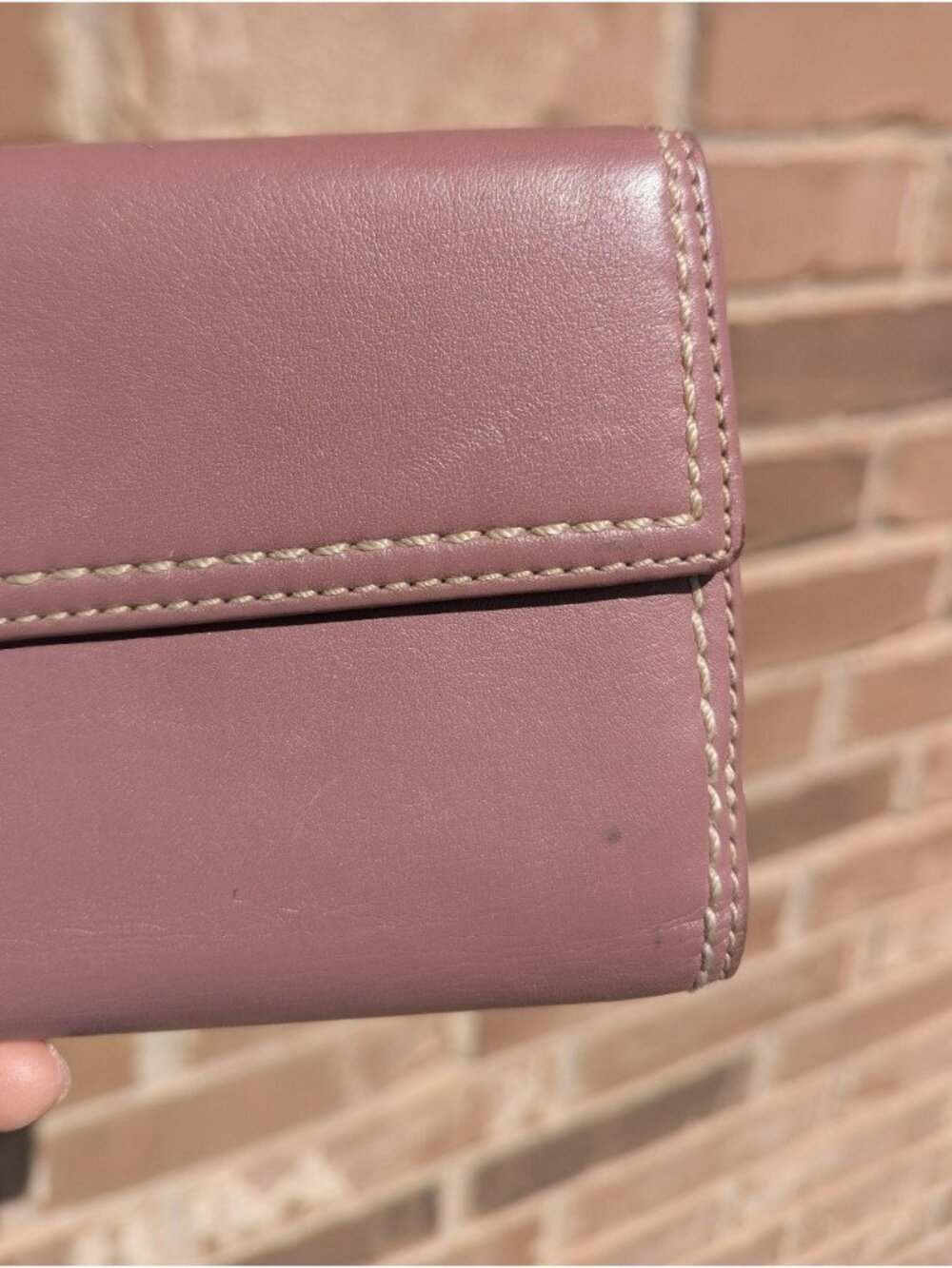 Vintage Y2K Coach Smooth Leather Trifold Turn Lock Wallet Clutch Mauve/Purple? - Picture 3 of 9
